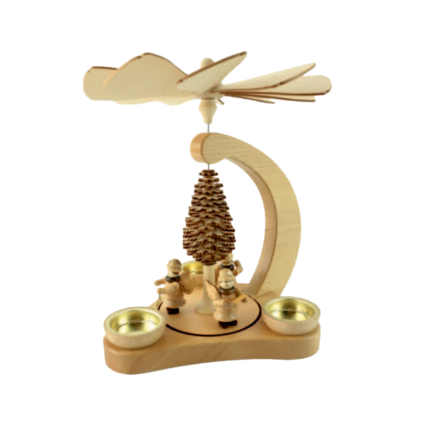 Pyramid with Layer Tree and Angels, tea light by Kunstgewerbe Lenk und Sohn