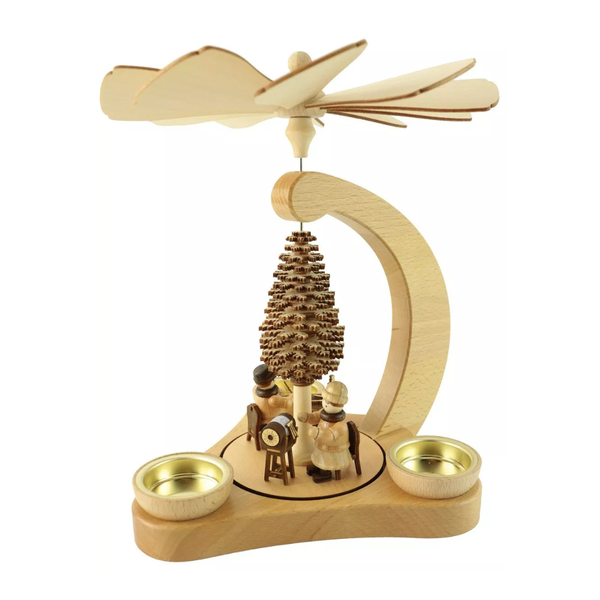 Tea Light Pyramid with Lace Maker and Carver by Kunstgewerbe Lenk und Sohn