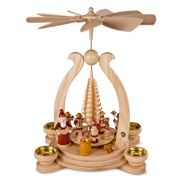 Large Santa Giving Out Presents Under Bow Arch, One Tier Pyramid by Mueller GmbH