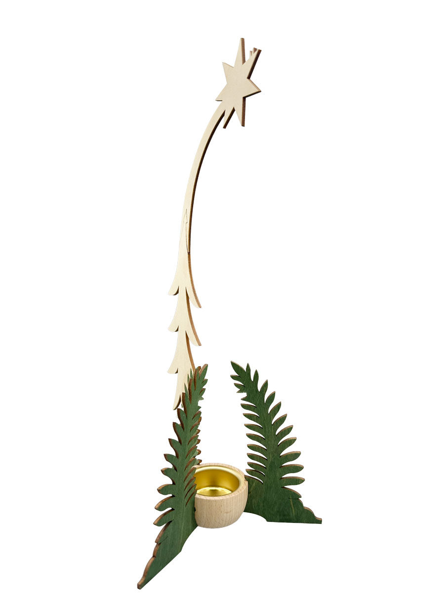 Tree Stand with Shooting Star for Hanging Pyramids, natural and green by Harald Kreissl