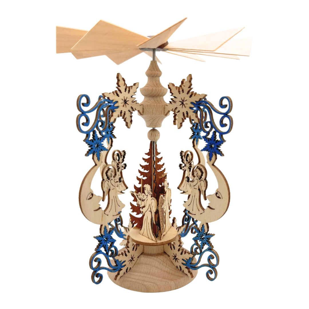 Winter Crystal with Angel and Moon Frame with Musical Angels, Table Pyramid by Harald Kreissl
