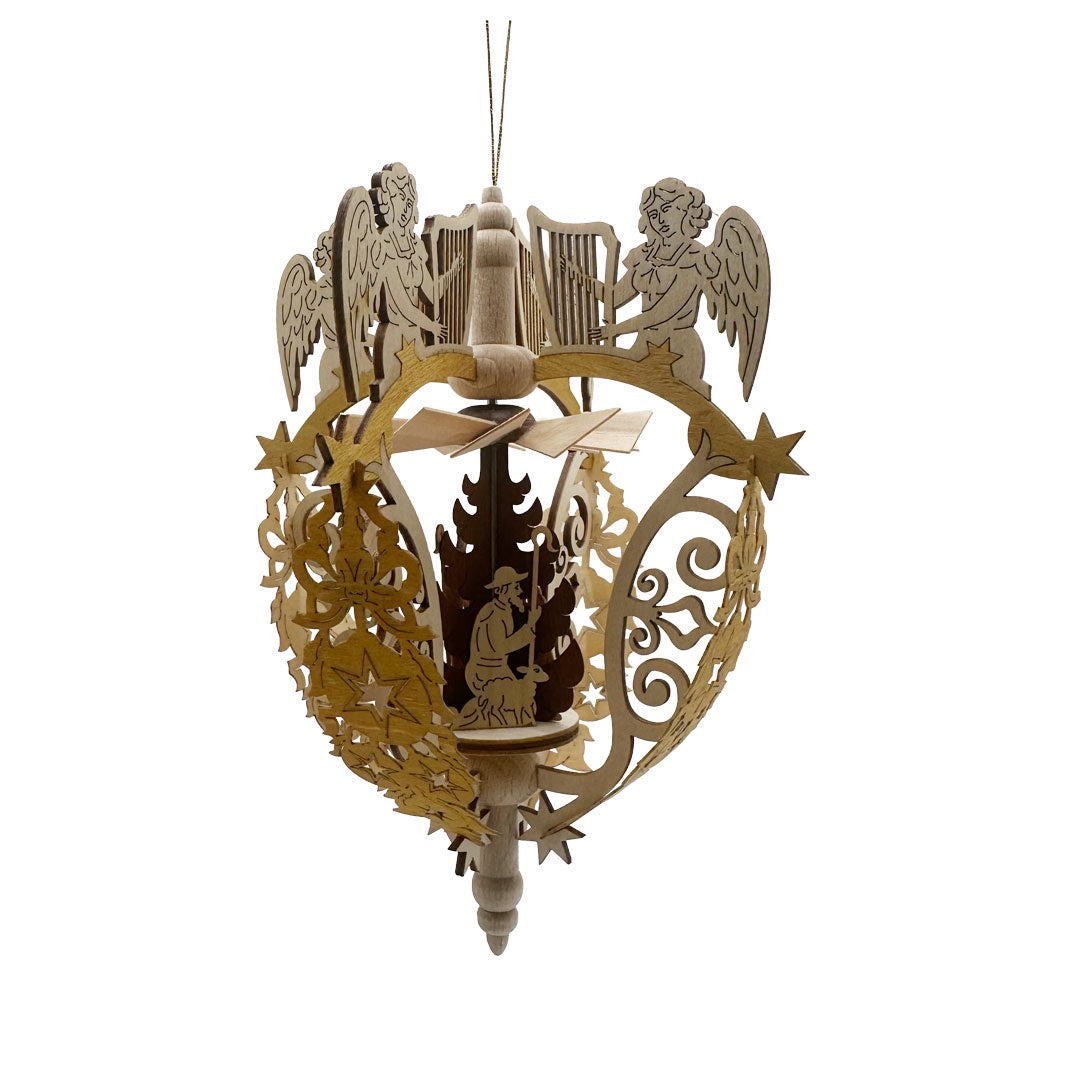Scroll and Star Frame with Nativity, Hanging Pyramid by Harald Kreissl