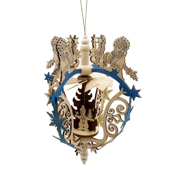 Scroll and Snowflake Frame with Children, Hanging Pyramid by Harald Kreissl