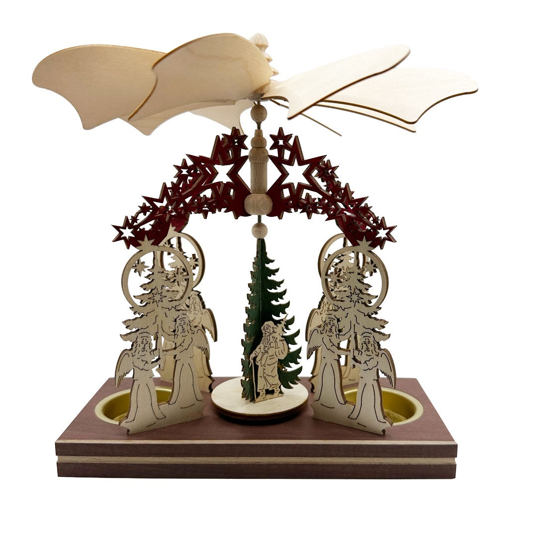 Star and Angel Frame with Santa, Double Tea Light Pyramid by Harald Kreissl