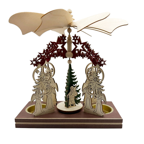 Star and Angel Frame with Santa, Double Tea Light Pyramid by Harald Kreissl