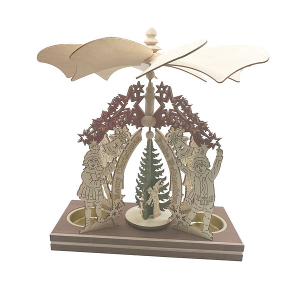 Star and Children Frame, "Merry Christmas" Double Tea Light Pyramid by Harald Kreissl