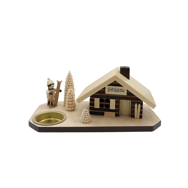 Ski Hut Smokehouse and Tea Light with Ski Rack by Taulin
