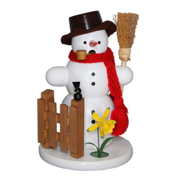 Snowman with Fence/bird, Incense Smoker by Volker Zenker
