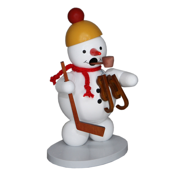 Snowman with Hockey stick and skates, Incense Smoker by Volker Zenker