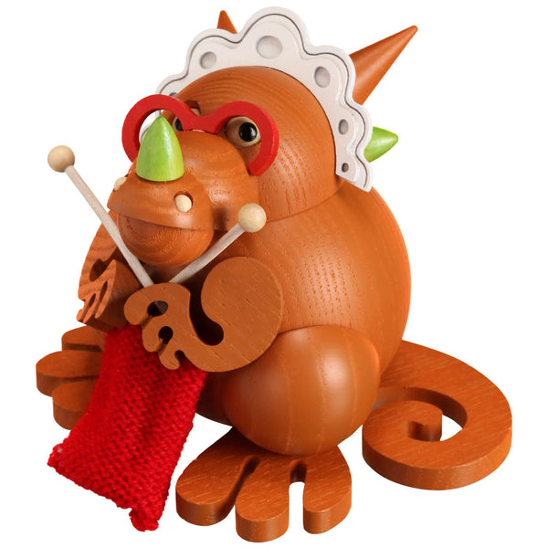 Grandma Dragon, orange, Incense Smoker by Seiffener Volkskunst