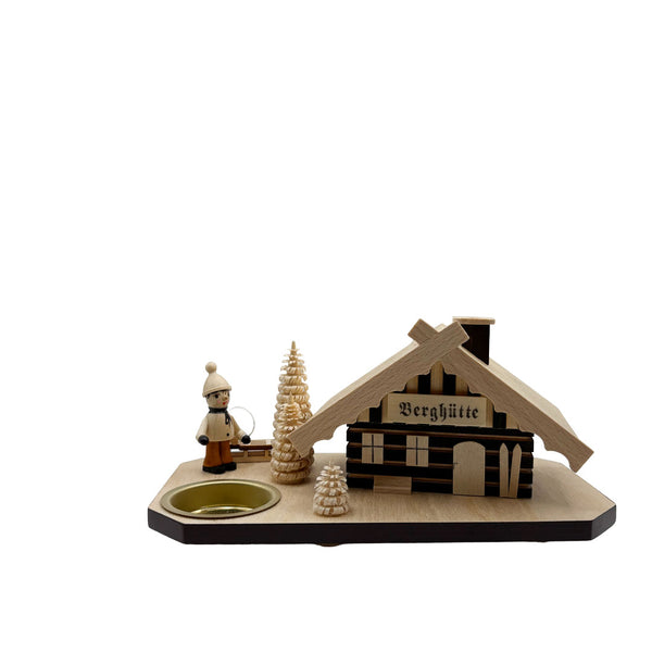 Mountain Hut Smoker and Tea Light with sled puller by Taulin