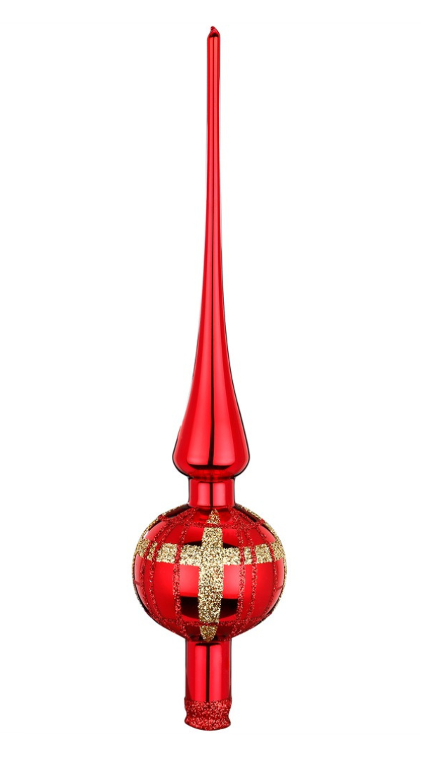 Twisted Lines Tree Topper Red Shiny by Inge Glas