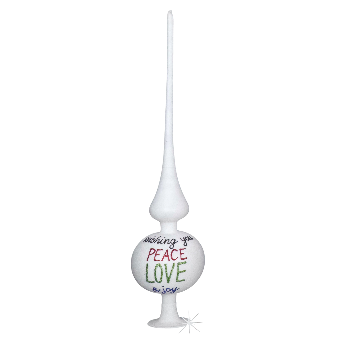 Peace, Love and Joy Finial Tree topper by Inge Glas of Germany
