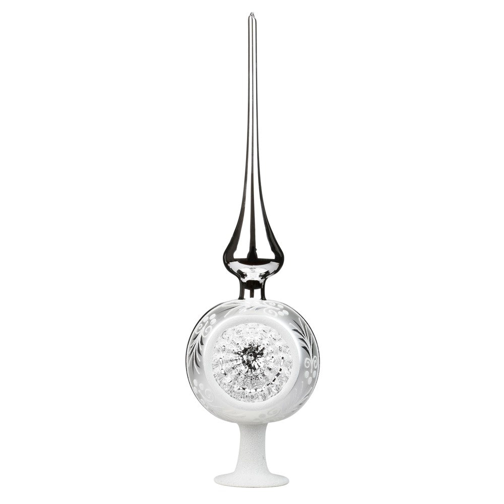 Traditional Reflection Tree Topper, silver shiny, 36cm by Inge Glas of Germany
