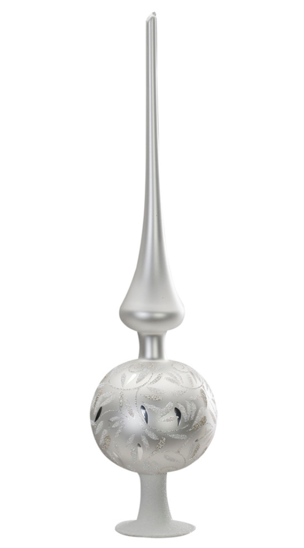 Delights in White Matte Finial Tree Topper by Inge Glas of Germany