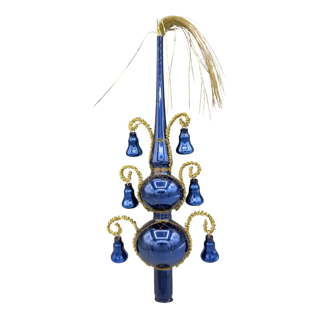 Vintage Fantasy Tree Topper, navy blue with bells by Inge Glas of Germany