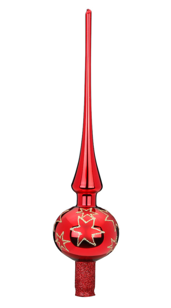 Stars of Christmas Tree Topper, red shiny, 11.9