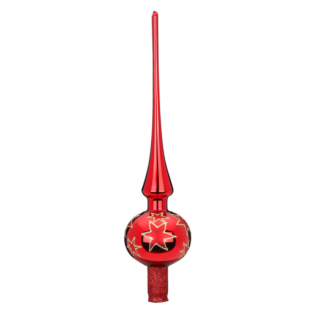 Stars of Christmas Tree Topper, red shiny, 11.9