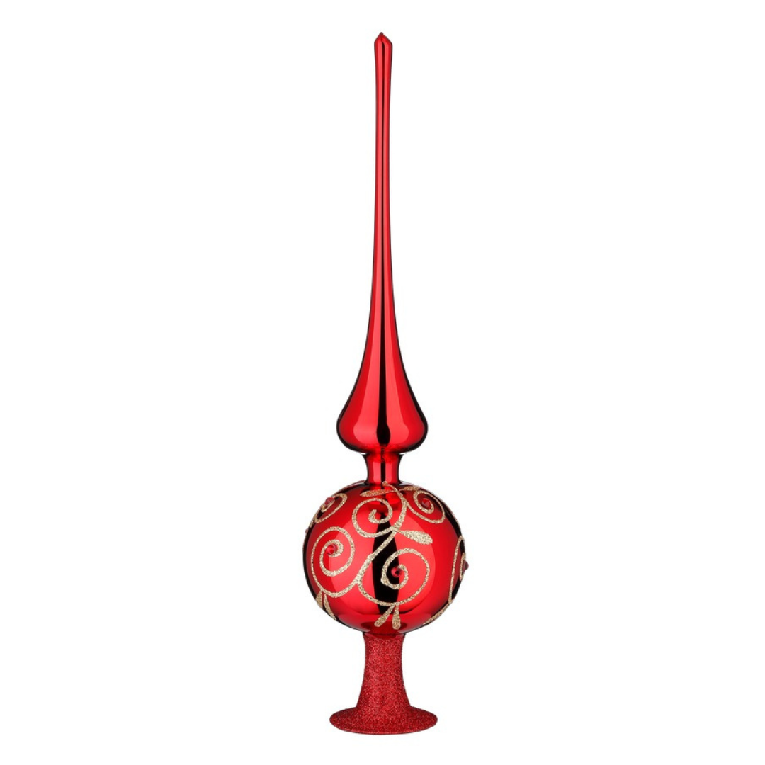 Radiant Passion Tree Topper, red shiny, 33cm by Inge Glas of Germany