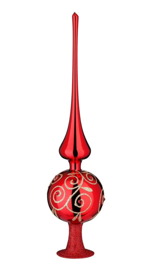 Radiant Passion Tree Topper, red shiny, 33cm by Inge Glas of Germany