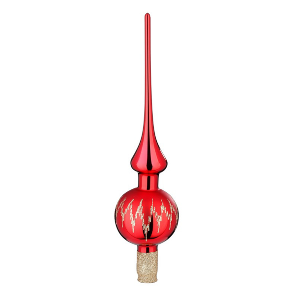 Festive Joy Tree Topper, red shiny, 11.9" by Inge Glas of Germany