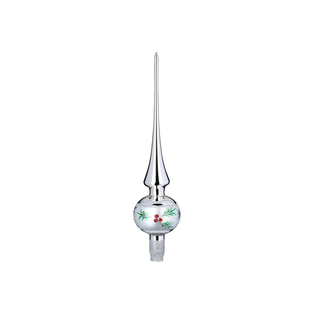 Fir Glow Tree Topper, 2.8 x 11.9'', silver shiny by Inge Glas of Germany