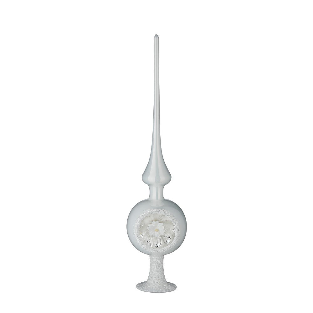Snow Blossom Tree Topper, 3.2 x 13'', porcelain white pearl by Inge Glas of Germany