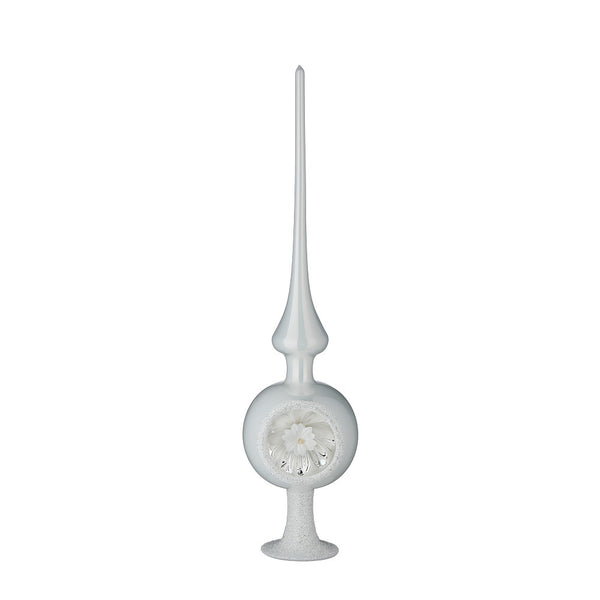 Snow Blossom Tree Topper, 3.2 x 13'', porcelain white pearl by Inge Glas of Germany