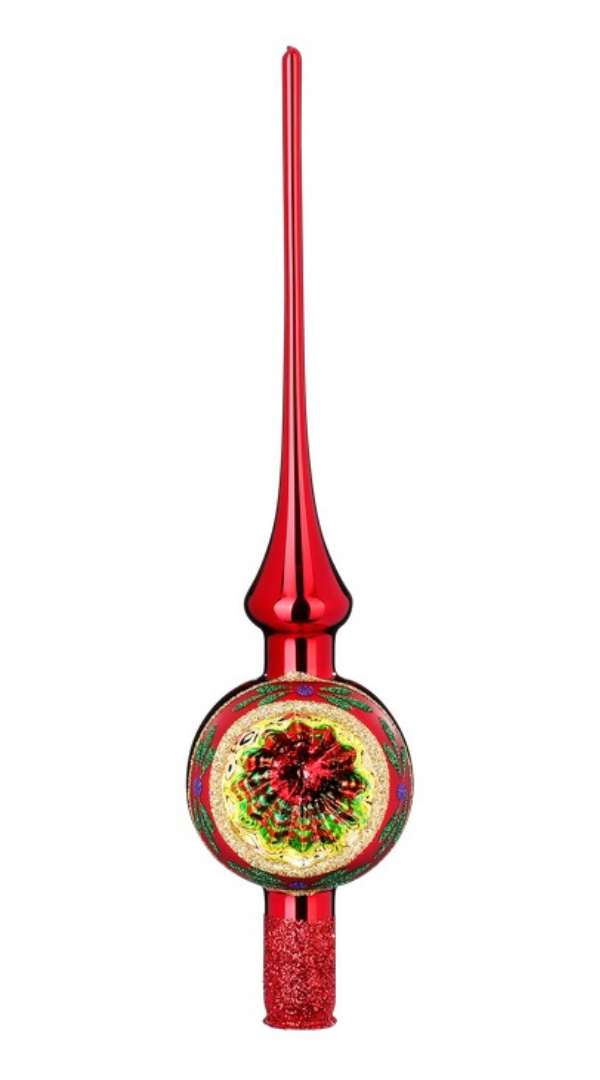 Christmas Twinkles Tree Topper, 2.8 x 11.9'', red shiny