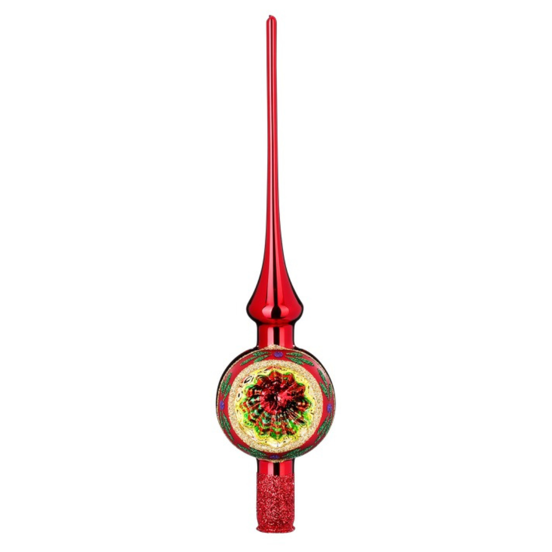 Christmas Twinkles Tree Topper, 2.8 x 11.9'', red shiny