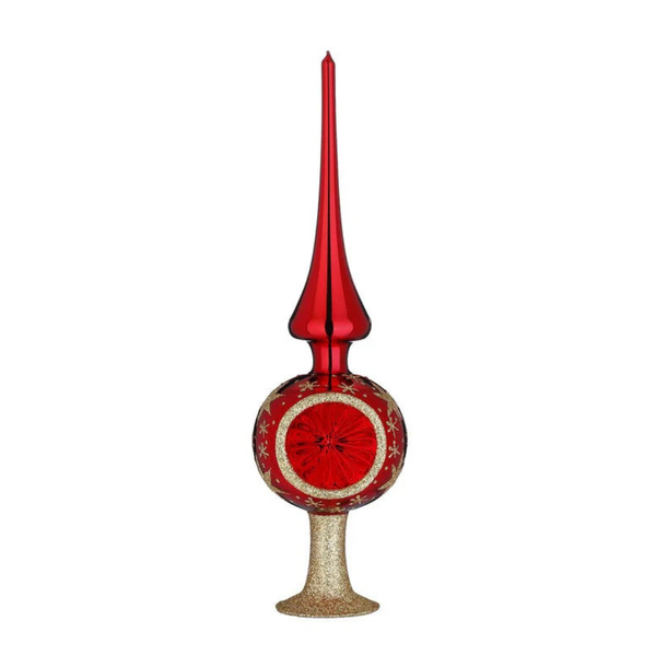Sparkling Sky Tree Topper, 9.9", red shiny by Inge Glas of Germany