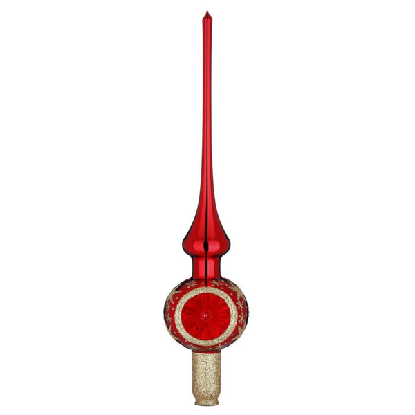 Sparkling Sky Tree Topper, 11.9", red shiny by Inge Glas of Germany
