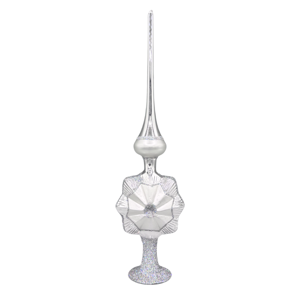 Silver Reflections Tree Topper with iridescent glitter by Inge Glas of Germany