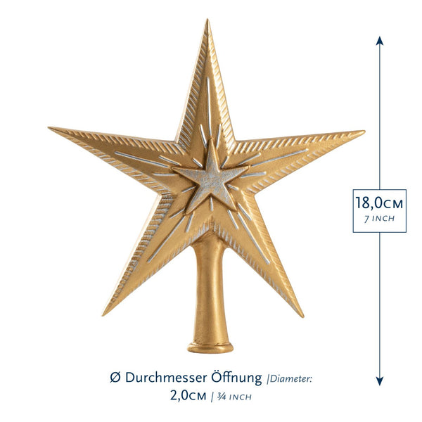 Small Binary Star Tree Topper in Gold by Marolin Manufaktur