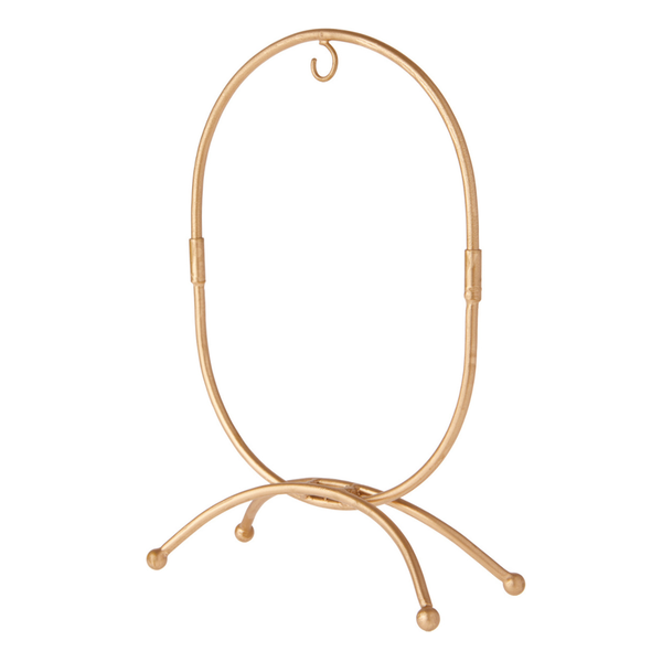 Oval Shaped Wrought Iron Stand, gold tone