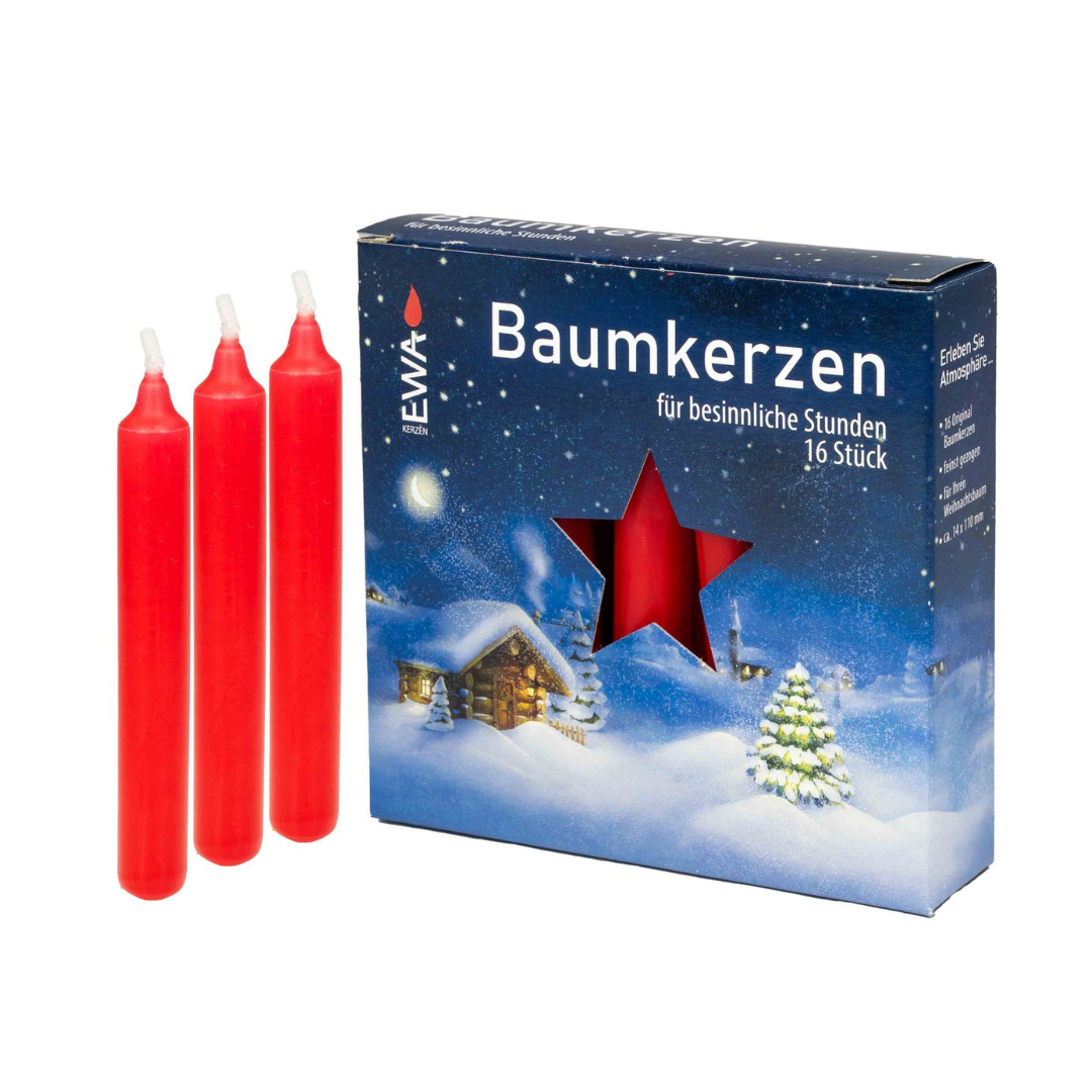 Tree Candles, Red, 14mm, 16 pack by EWA Kerzen