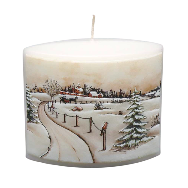 Winter Scene Elipse Candle by EWA Kerzen