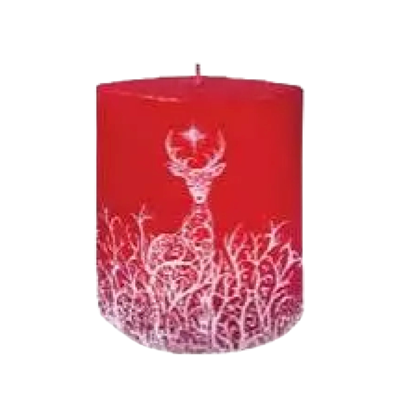 Winter Deer Oval Candle ,Red by EWA Kerzen