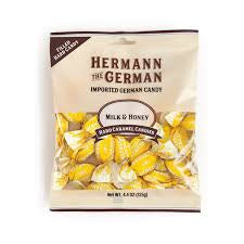 Hermann the German Milk and Honey Hard Caramel Filled Wrapped Candy