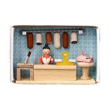 Miniature Matchbox Scene, Meat Market  by the Gisbert Neuber family in Seiffen