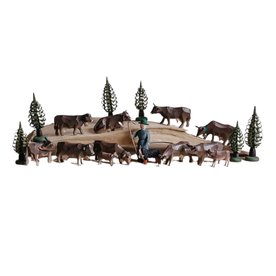 Herd of Cows, 19 piece set, brown by Reifendrehwerk Christian Werner