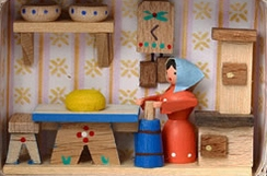 Miniature Matchbox Scene, Churning  by the Gisbert Neuber family in Seiffen