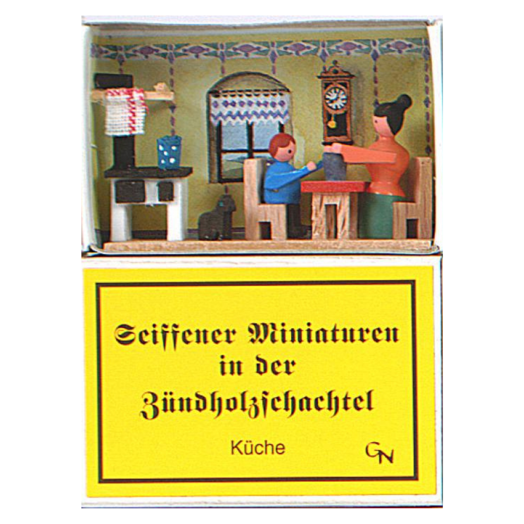 Miniature Matchbox Scene, Kitchen  by the Gisbert Neuber family in Seiffen