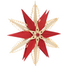 Wooden Star Wall Ornament, 6 curl trees, large star center, natural and red by Martina Rudolph