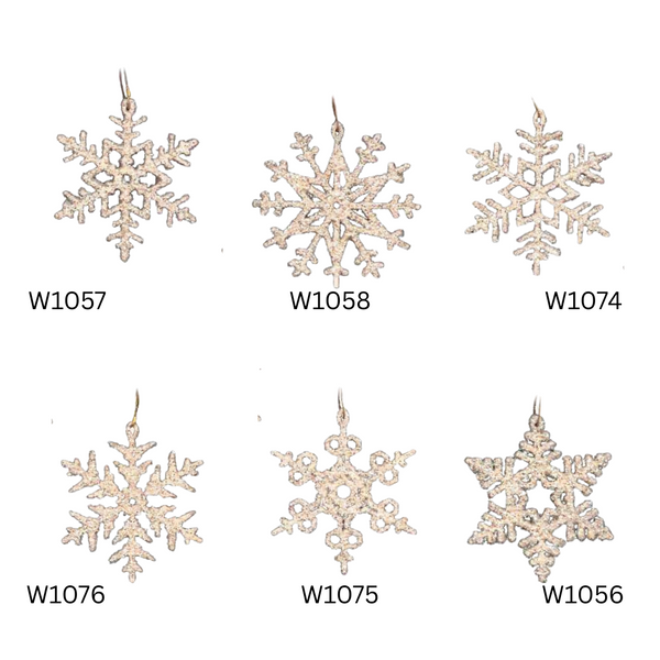 Wood Snowflake Ornament, glittered by Taulin