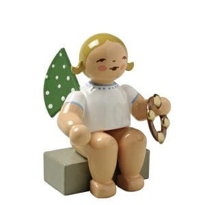 Angel with Tambourine, sitting blonde by Wendt und Kuhn