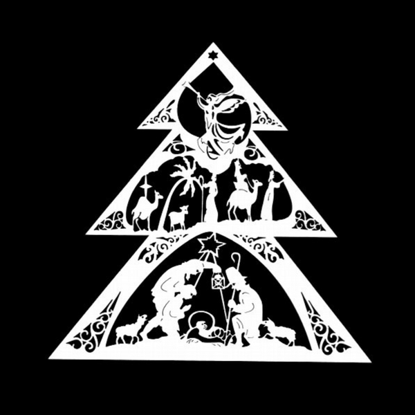 Nativity in Tree Window or Wall Hanging Wood Ornament by Wandera GmbH