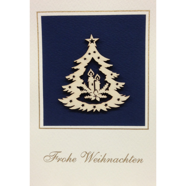 Frohe Weinacht  Postcard with Wood Tree Ornament by  Wandera GmbH