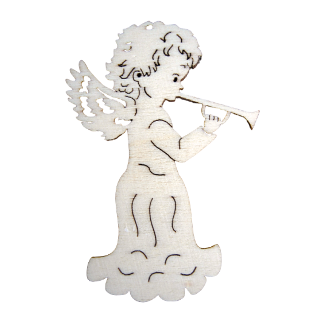 Angel with Trumpet Wood Ornament by Wandera GmbH