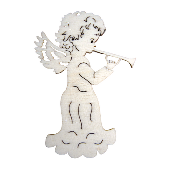 Angel with Trumpet Wood Ornament by Wandera GmbH
